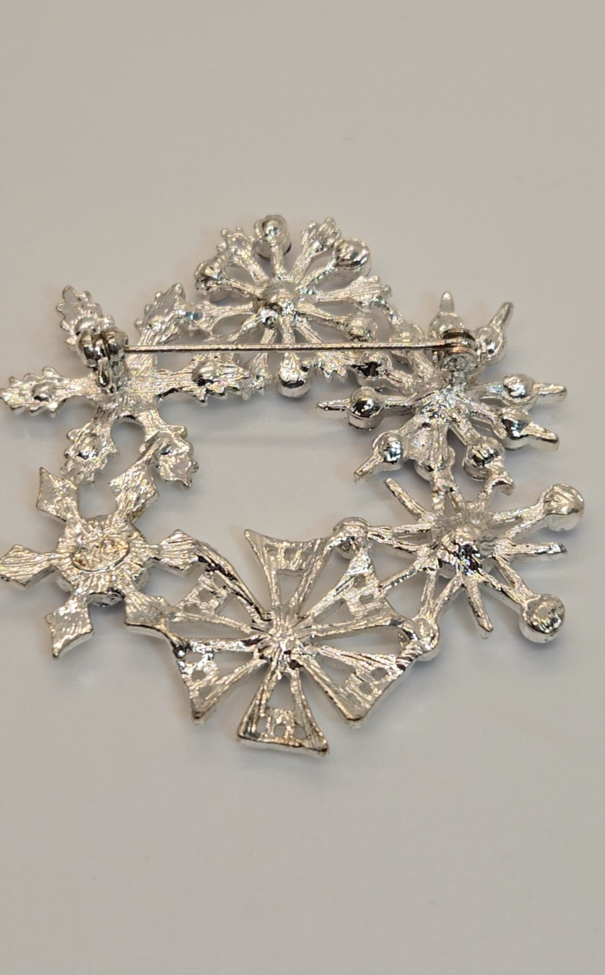 Blue Rhinestone Snowflake Brooch Pin