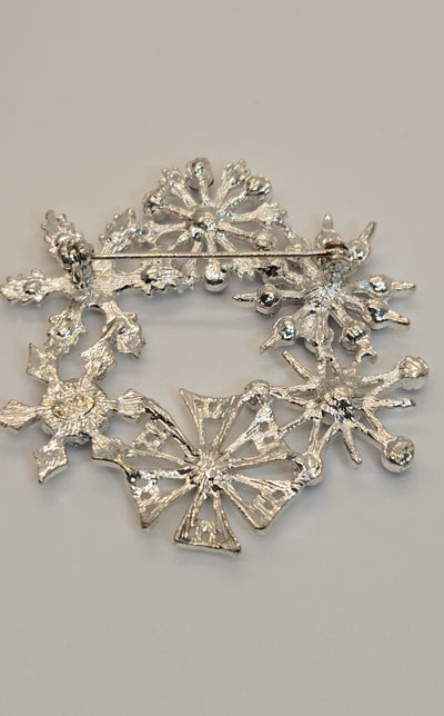 Blue Rhinestone Snowflake Brooch Pin