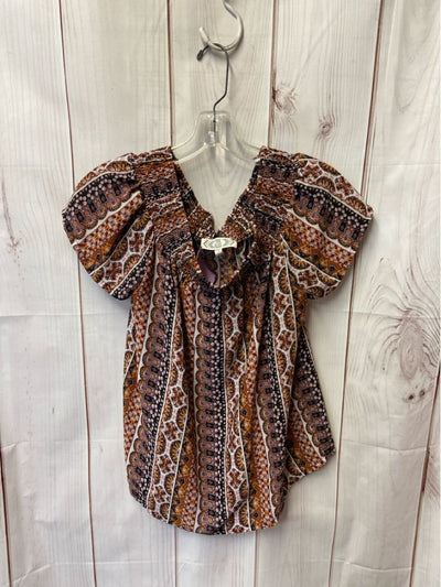 Pink Republic Women's Size S Brown Short Sleeve Top