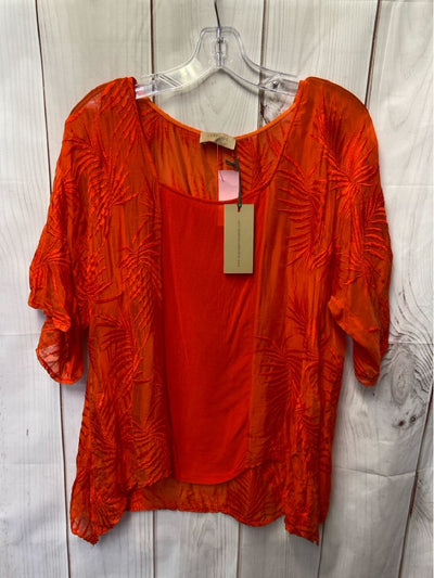 NWT Language Women's Size L Orange 3/4 Sleeve Top