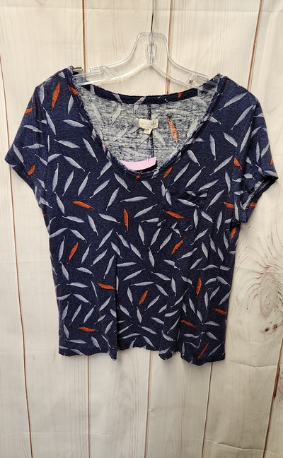 Maison Jules Women's Size L Blue Short Sleeve Top