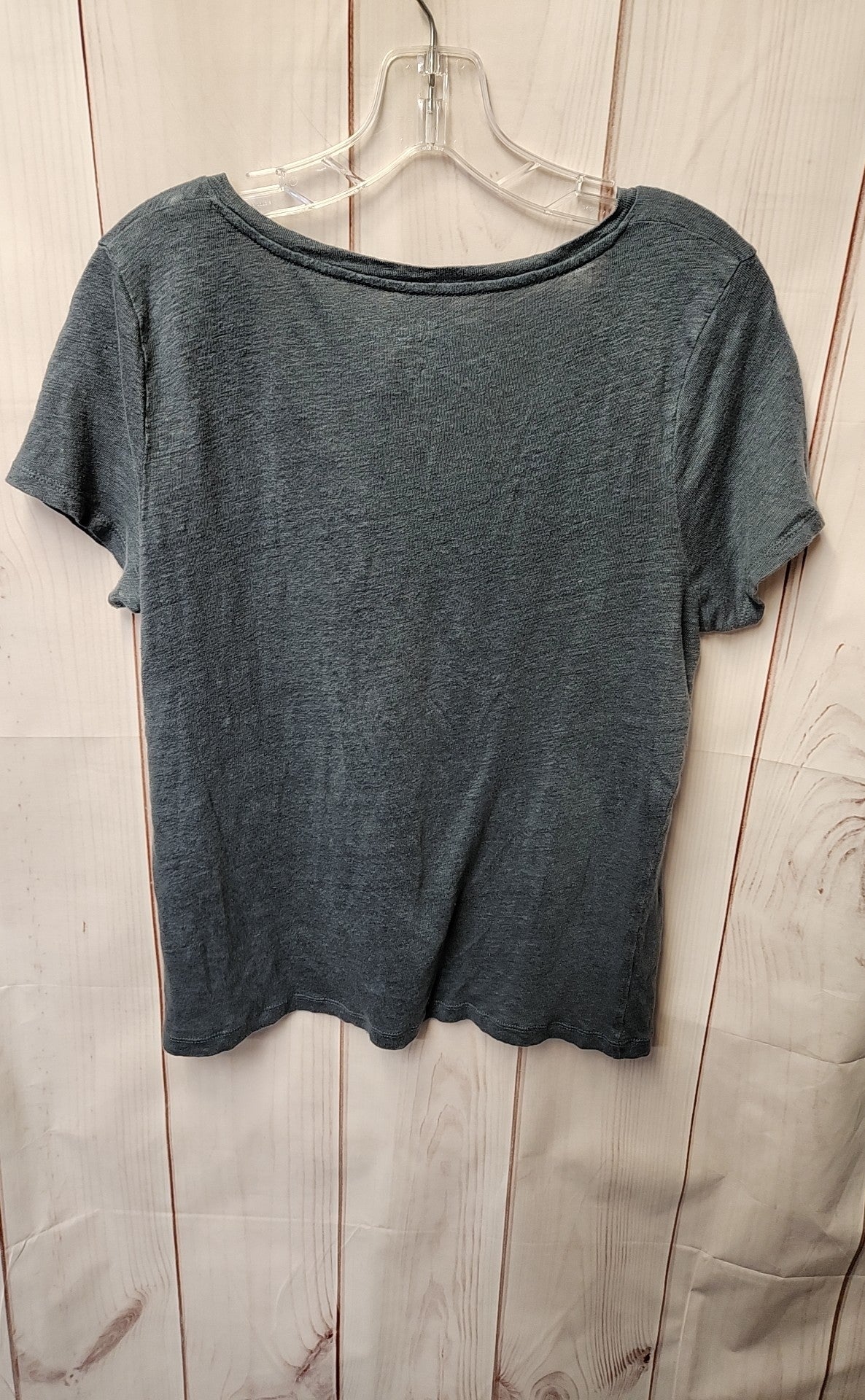 J Crew Women's Size M Blue Linen Short Sleeve Top