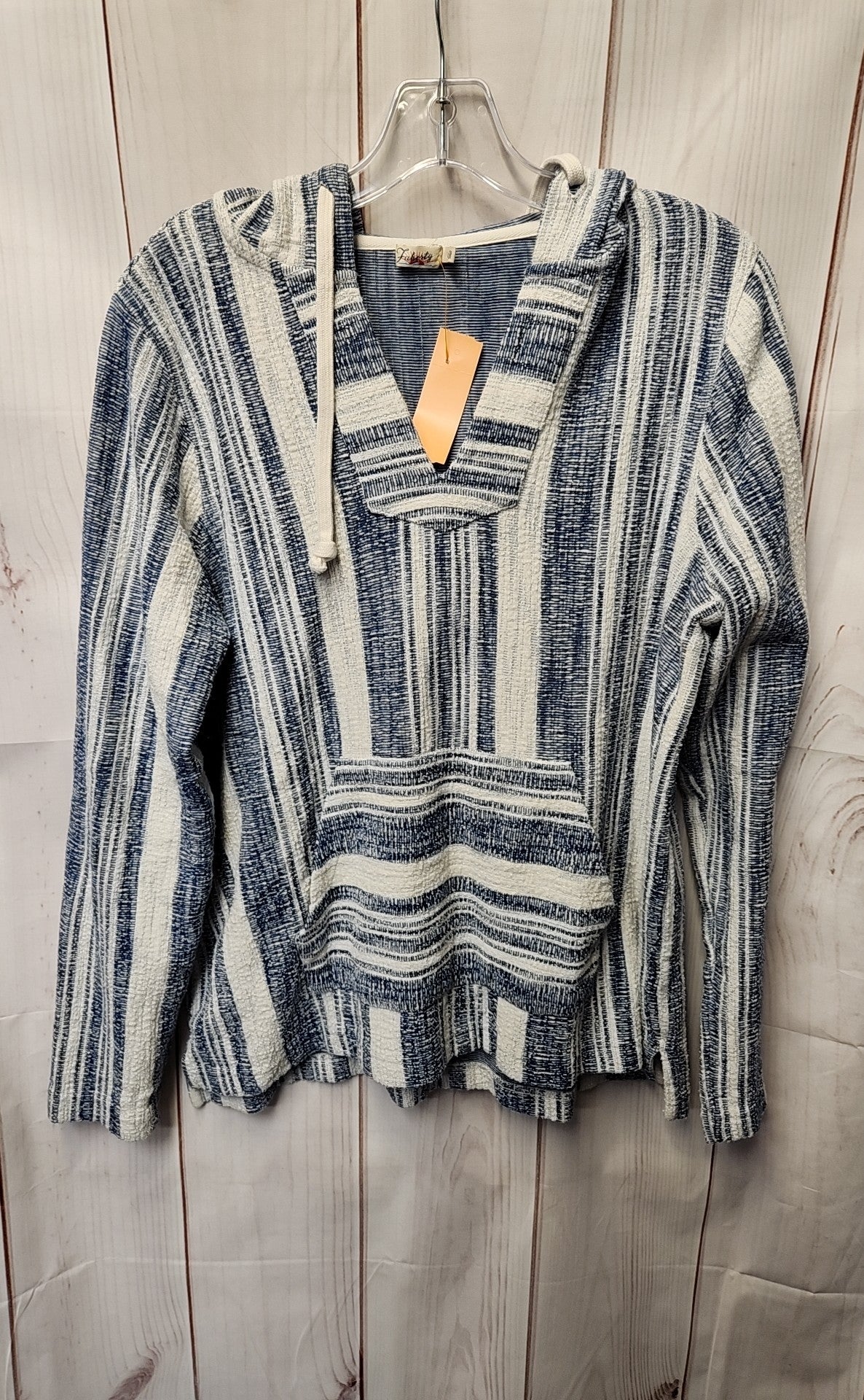 Faherty Women's Size L White & Blue Hoodie