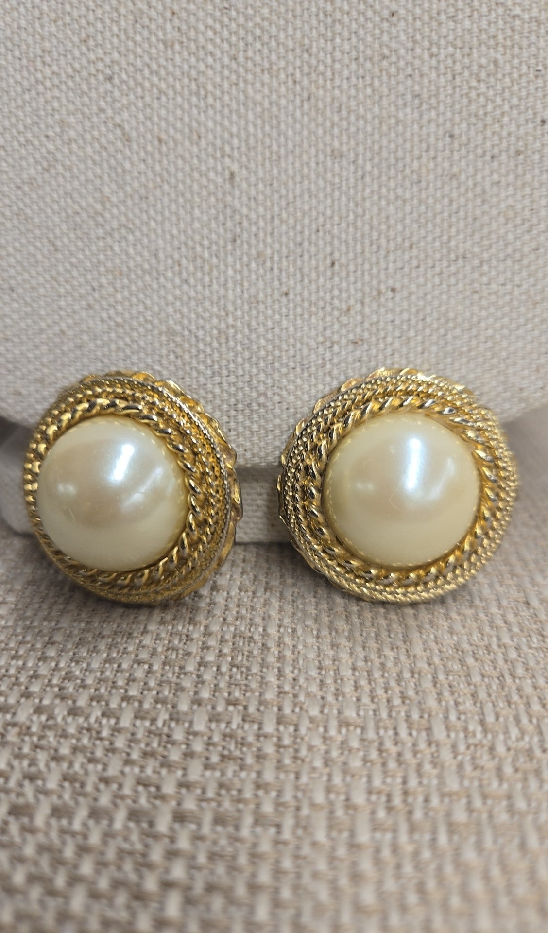 Gold Pearl Stud Clip-on Earrings