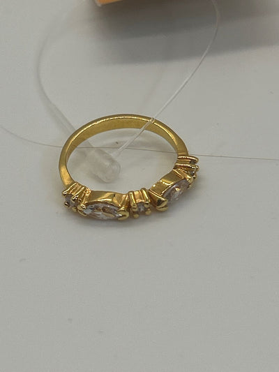 Ring Size 6 Gold Ring with crystal stones