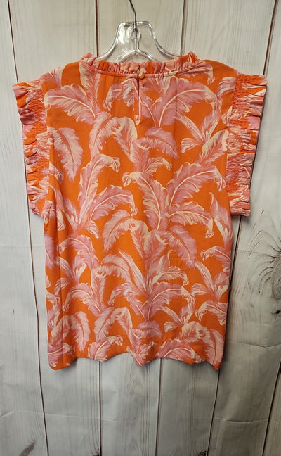 Dr2 Women's Size L Orange Floral Short Sleeve Top