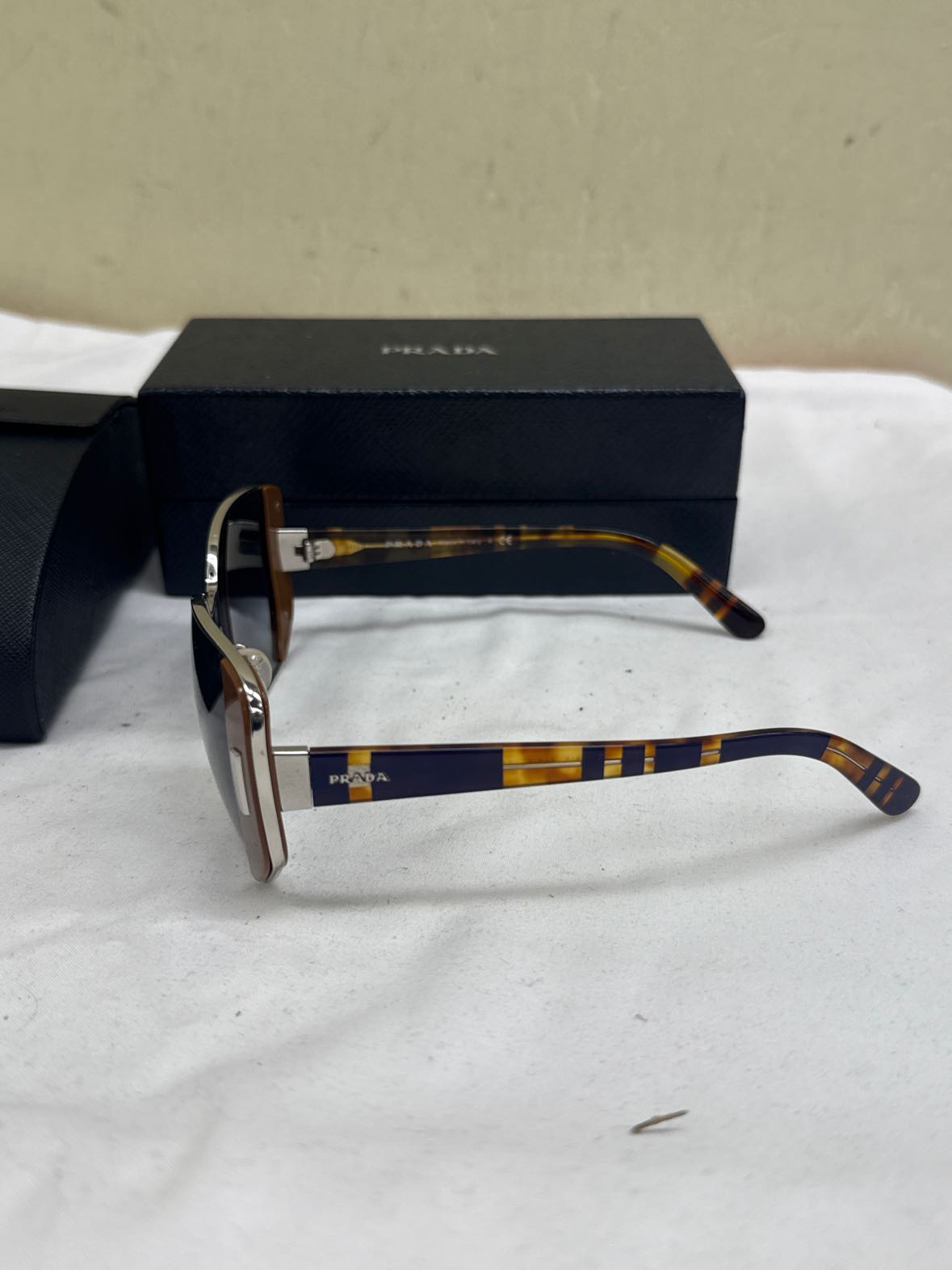 NIB Prada SPR 59S Brown & Blue Sunglasses