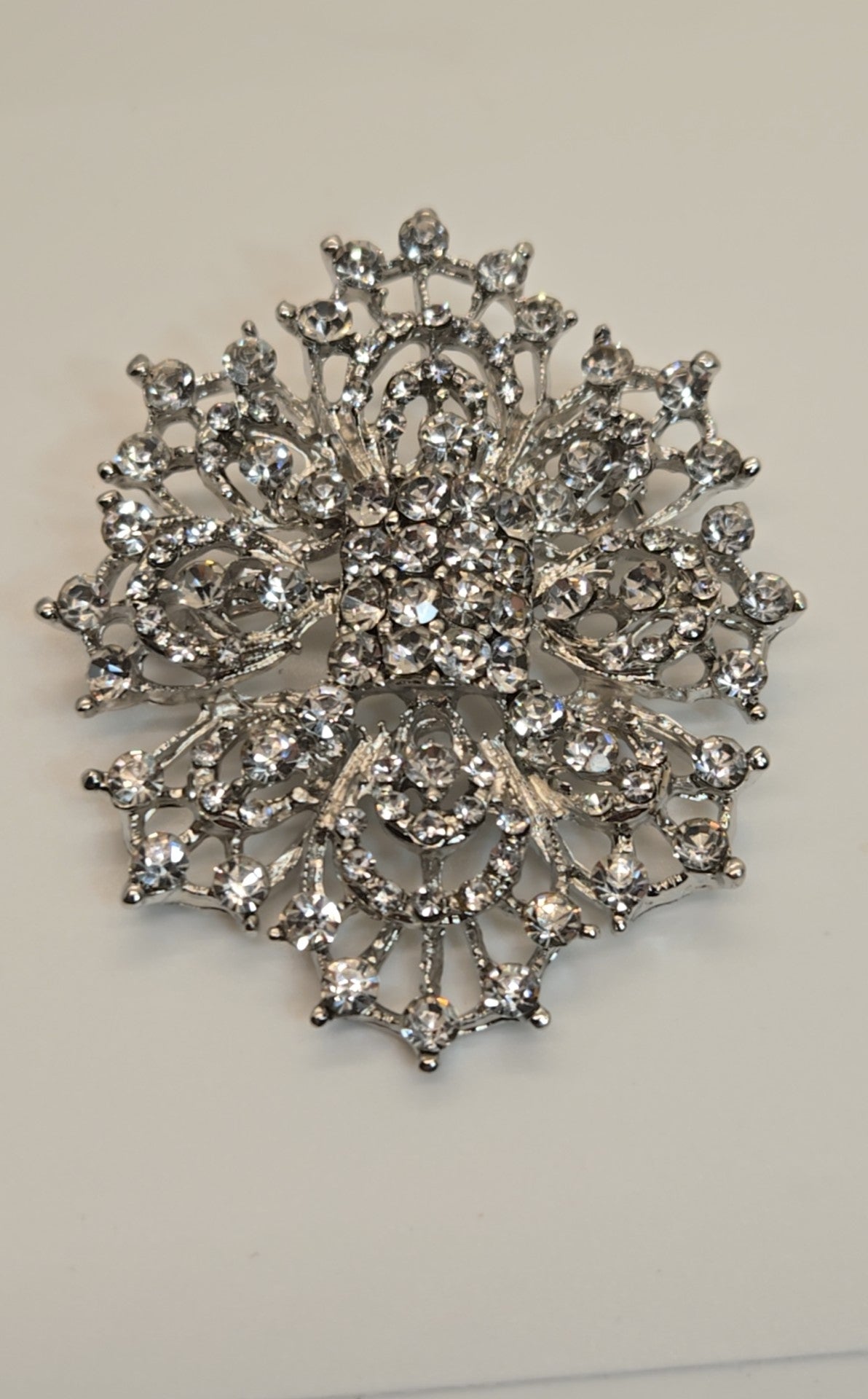 Silver Rhinestone Brooch Pin