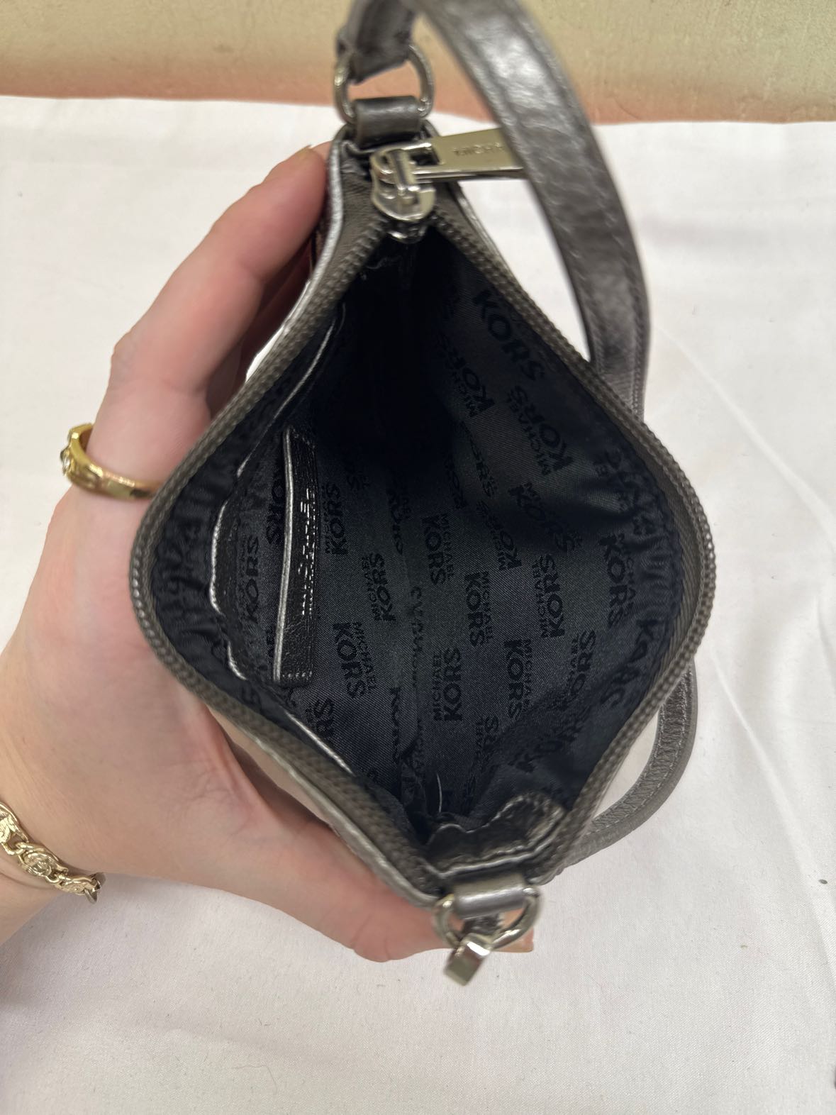 Michael Kors Taupe Canvas Wristlet