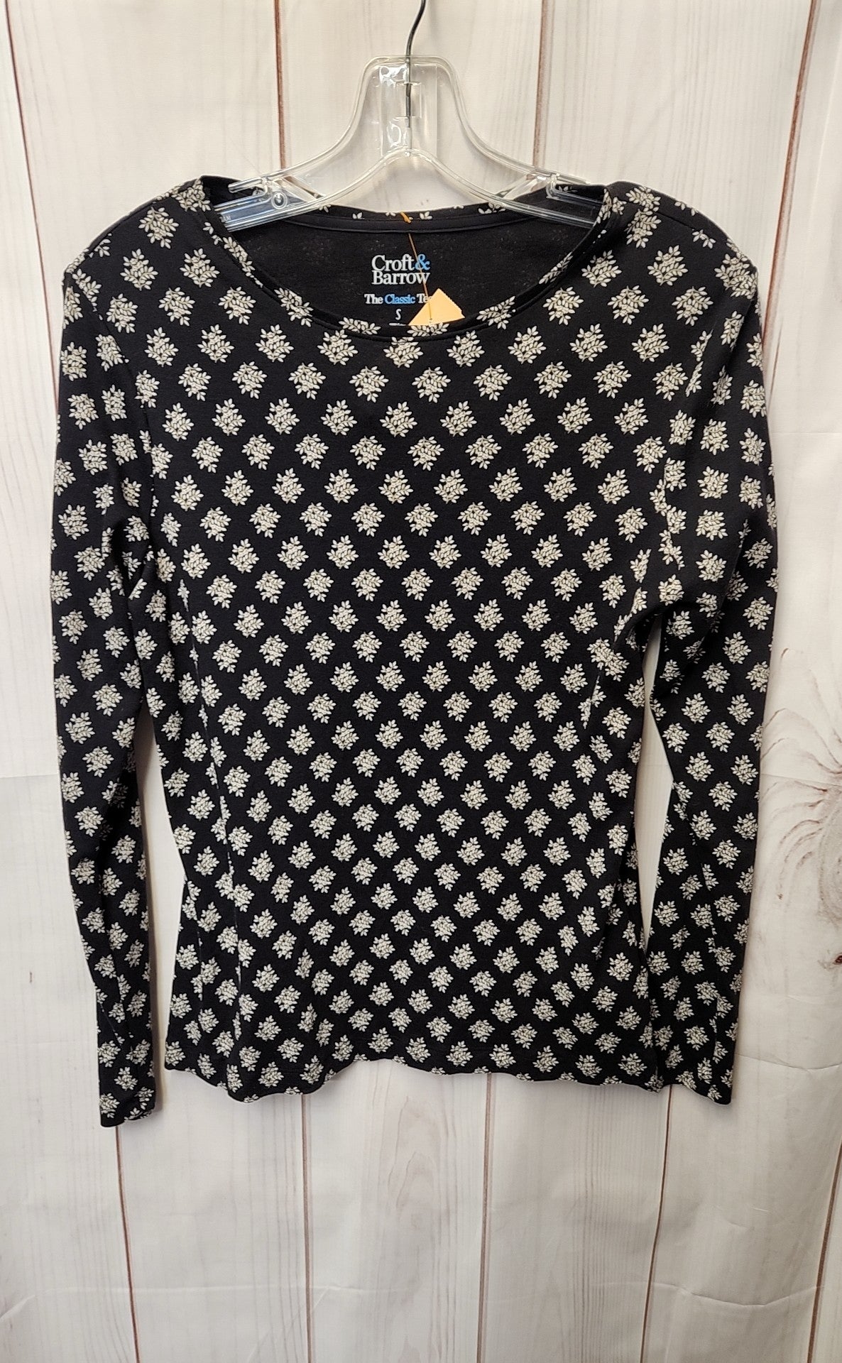 Croft & Barrow Women's Size L Black Floral Long Sleeve Top