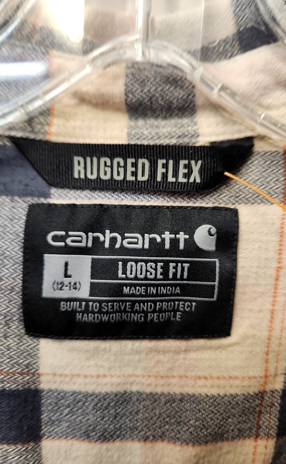 Carhartt Women's Size L Beige & Blue Long Sleeve Top
