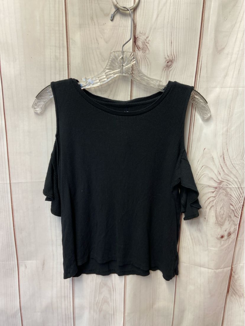 American Eagle Women's Size L Black Cold Shoulder Top