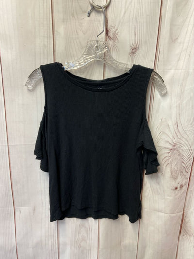 American Eagle Women's Size L Black Cold Shoulder Top
