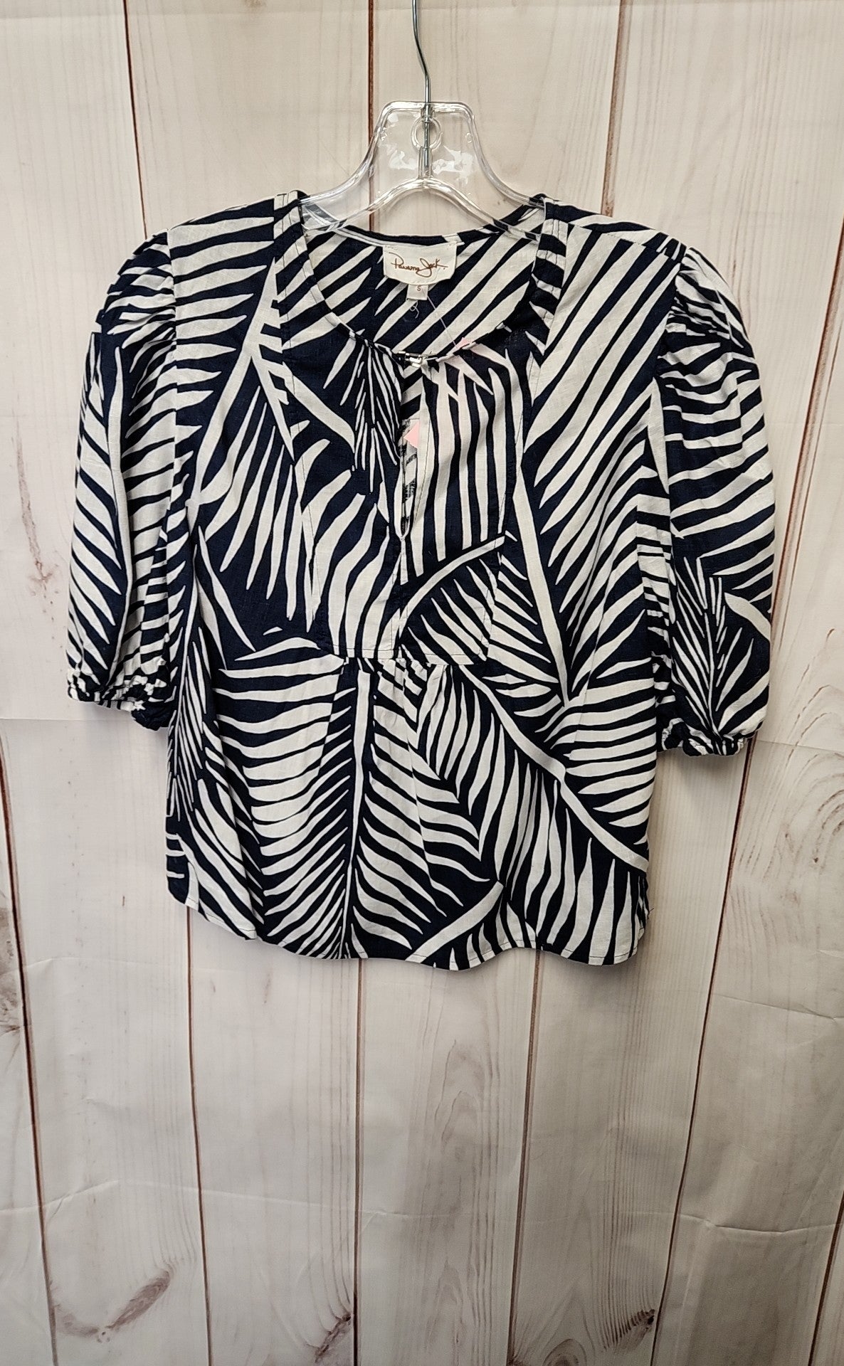 Panama Jack Women's Size S White & Blue Short Sleeve Top