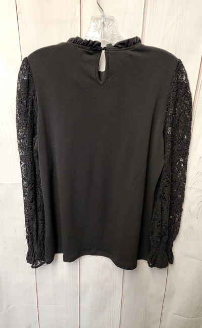Adrianna Papell Women's Size S Black Lace Long Sleeve Top