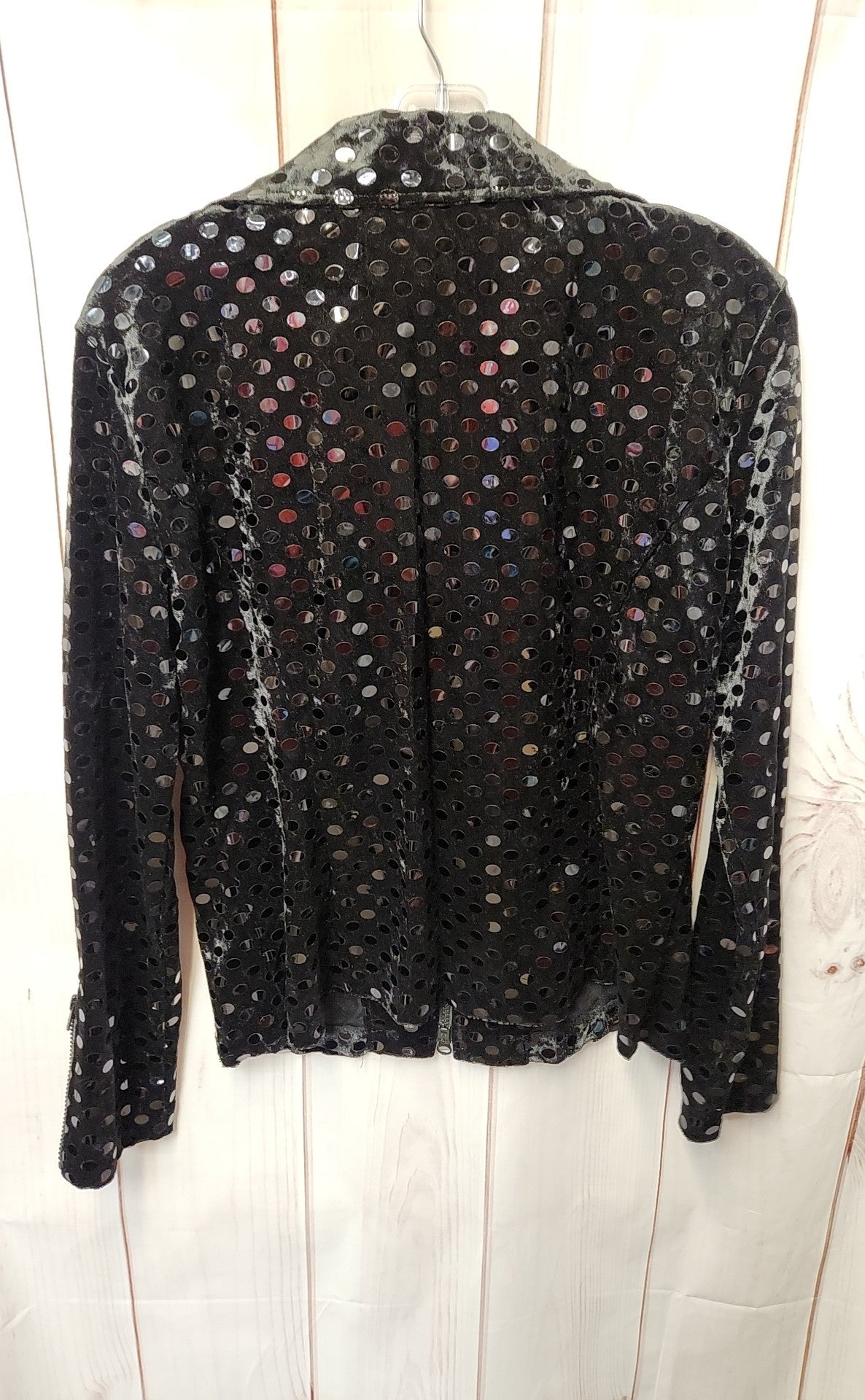 Clara S. Women's Size M Black Sequin Velour Full Zip (Zip Cuff too) Jacket