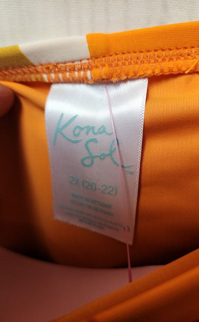 Kona Sol Women's Size 2X Orange Floral Swim Bottom