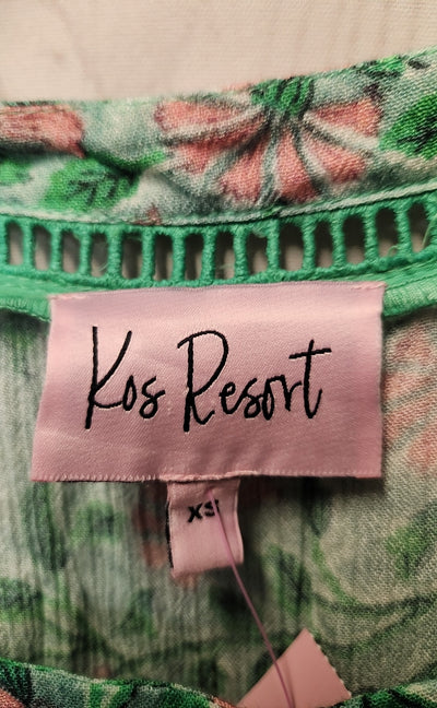 Kos Resort Women's Size XS Green Floral Dress