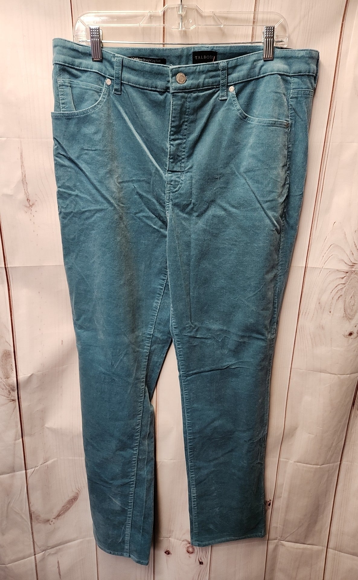 NWT Talbots Women's Size 14 Teal Corduroy Straight Leg Pants