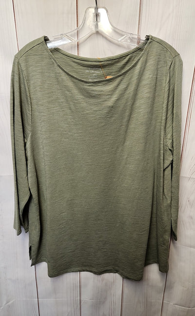 Chico's Women's Size 3 = US XL Green 3/4 Sleeve Top