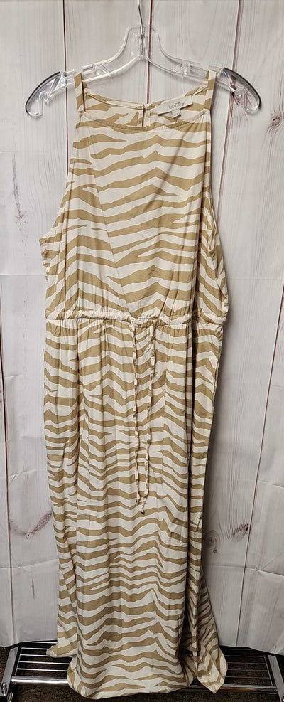 Loft Women's Size XL Beige Animal Print Dress