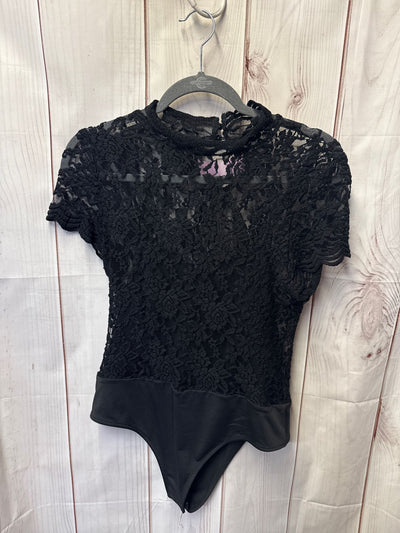 Shinestar Women's Size L Black Lace Floral Bodysuit