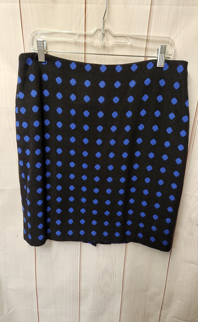 Talbots Women's Size 12 Petite Black & Blue Polka Dot Skirt