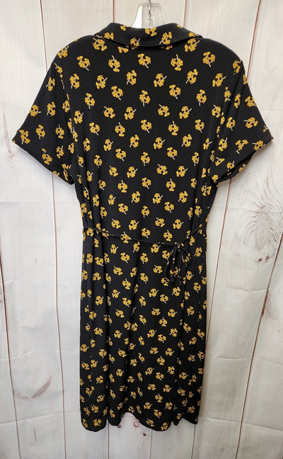 Cynthia Rowley Women's Size L Black & Yellow Floral Dress