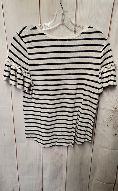 Chelsea 28 Women's Size S White & Navy Short Sleeve Top