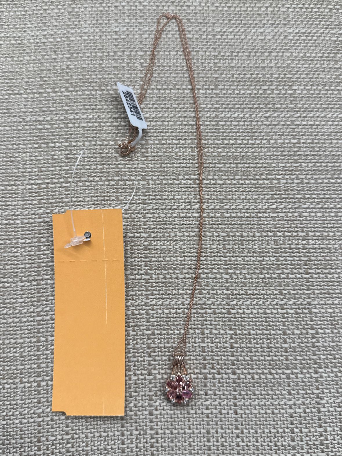 .925 Sterling Silver Rose Gold Pink Stones Flower Necklace