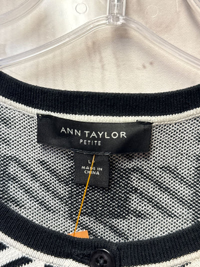 Ann Taylor Women's Size L Petite White & Black Cardigan