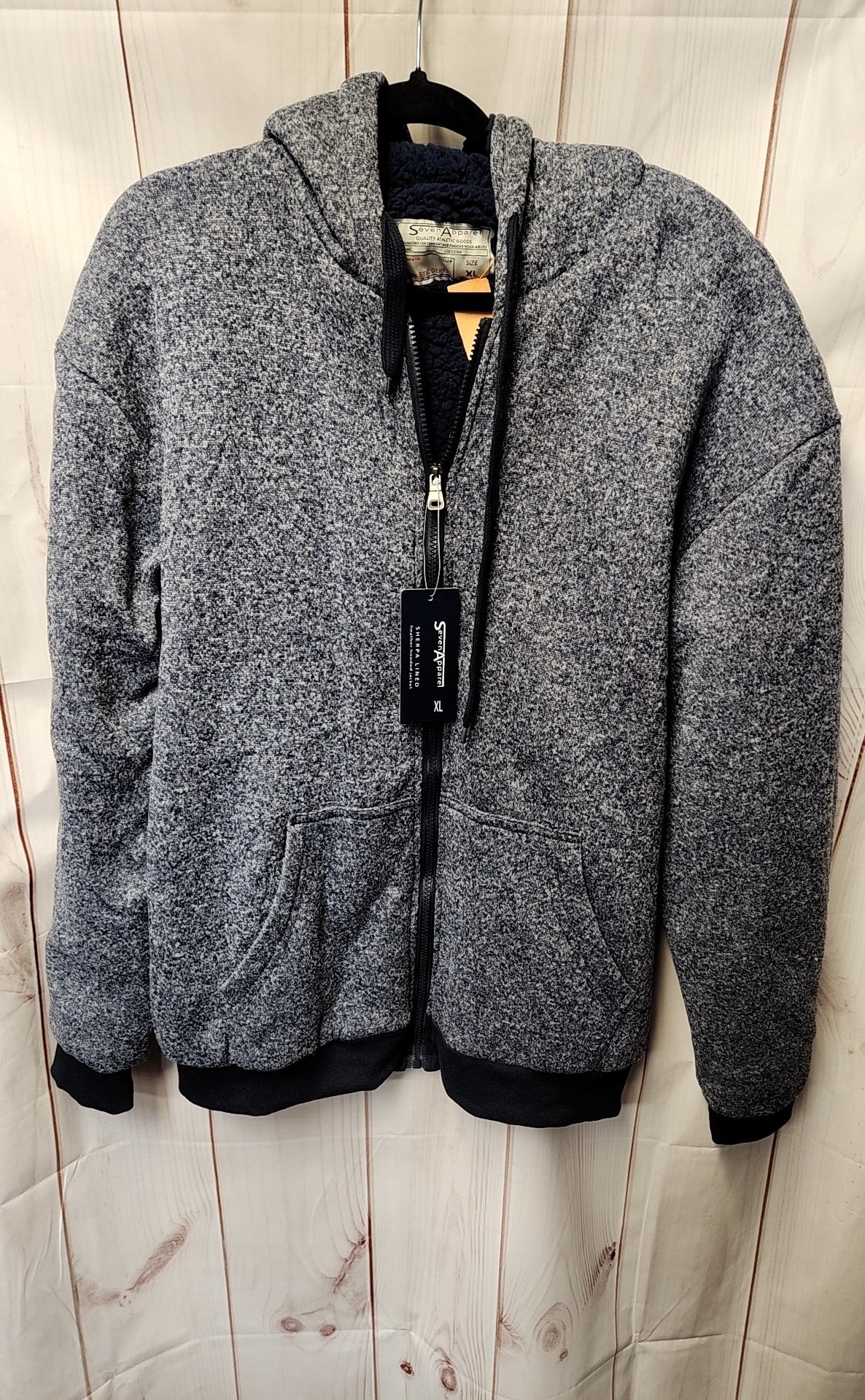 NWT Seven Apparel Men's Size XL Blue Full Zip Hooded Sweatshirt