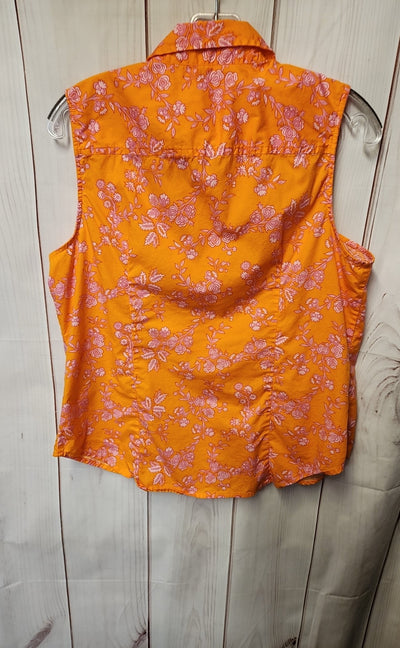 J Crew Women's Size L Orange Floral Sleeveless Top