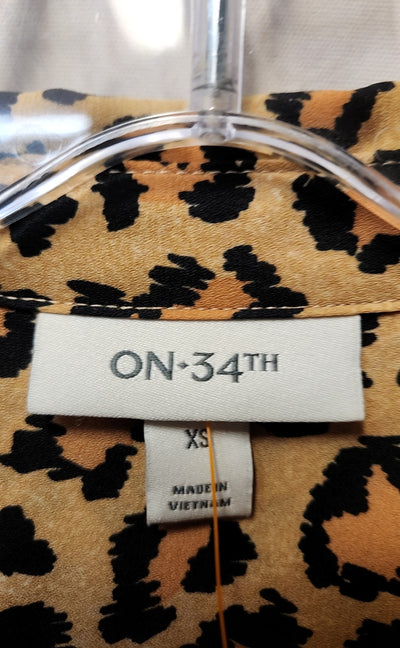 On 34th Women's Size XS Brown Animal Print Long Sleeve Top