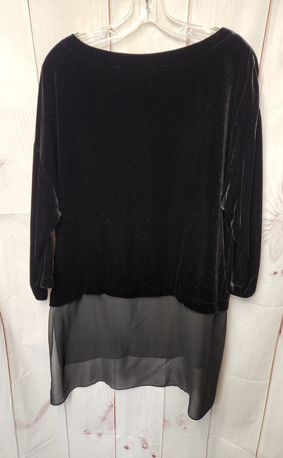 Eileen Fisher Women's Size M Black Velour Long Sleeve Top