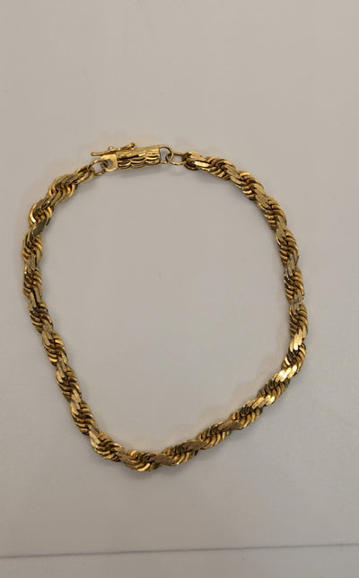 14K Yellow Gold Rope 7" Bracelet 11.3 grams