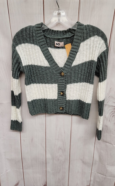 So Women's Size M White & Green Cardigan