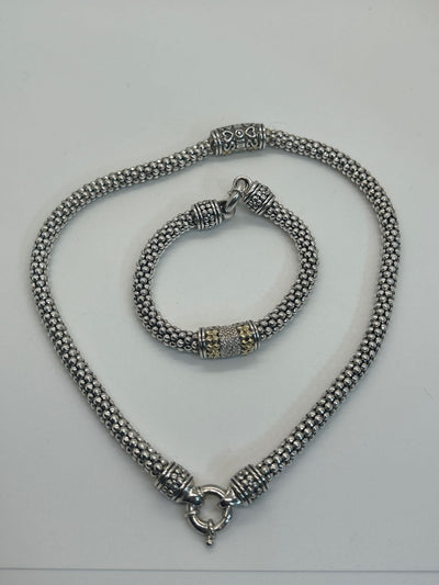 Gabrielle Bruni 14K Gold & .925 Sterling Silver Diamond Necklace & Bracelet Set
