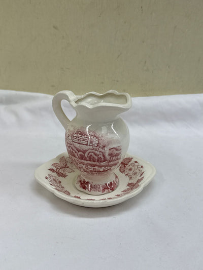 2PCS Red & White Mini Pitcher w/ Tray
