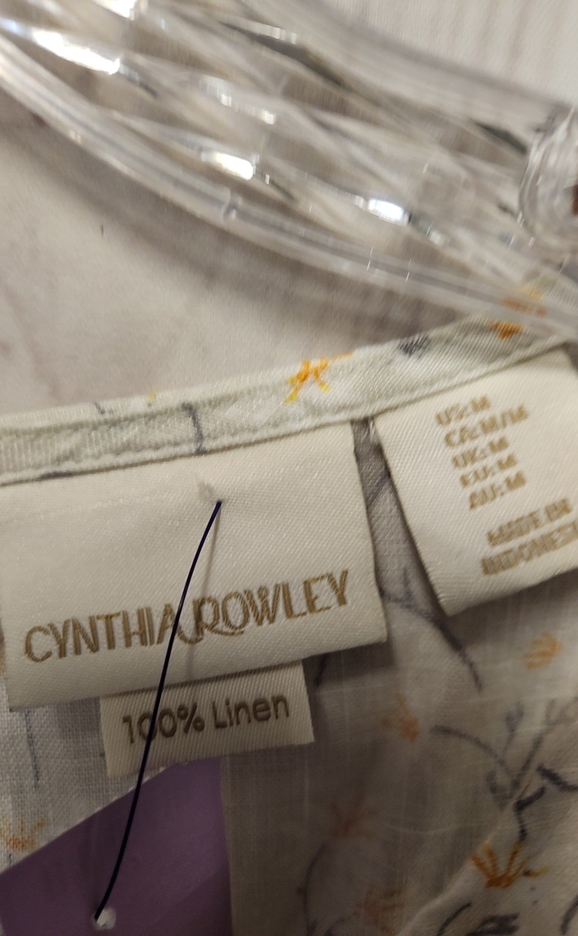 Cynthia Rowley Women's Size M White Linen Floral Dress