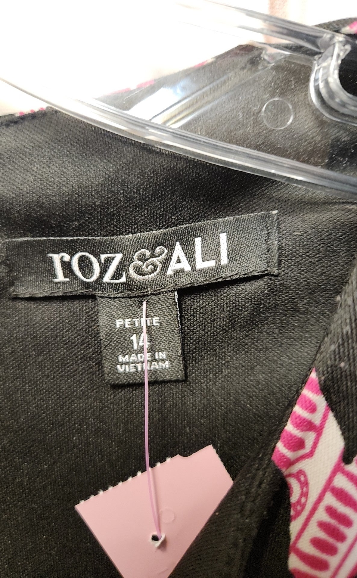 Roz & Ali Women's Size 14 Petite Black & Pink Dress
