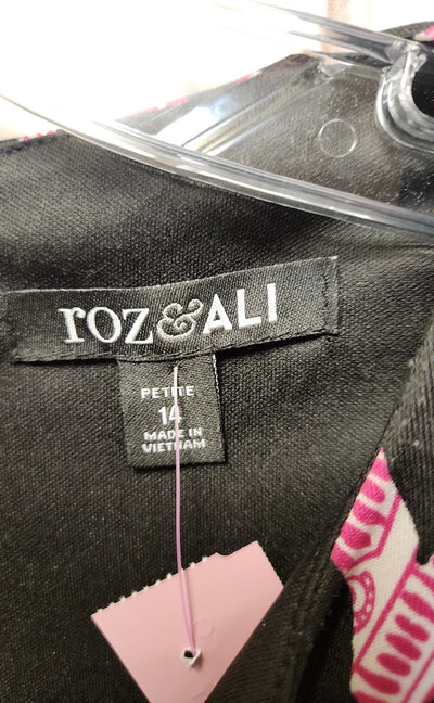 Roz & Ali Women's Size 14 Petite Black & Pink Dress