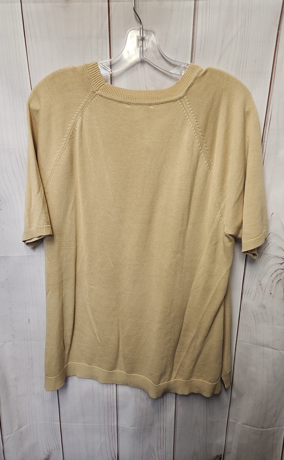 Isaac Mizrahi Live Women's Size L Beige Short Sleeve Top