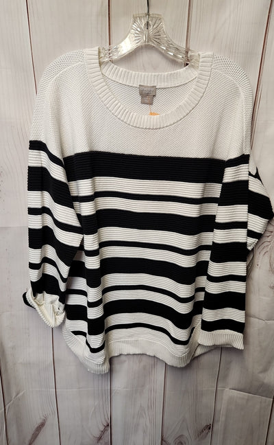 NWT Chico's Women's Size 3 = US XL White & Black Sweater