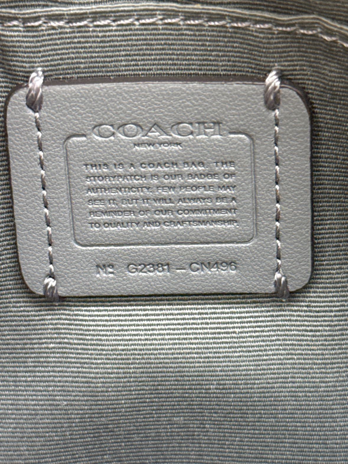 Coach CN496 Silver Leather Double Zip Crossbody Purse Bag