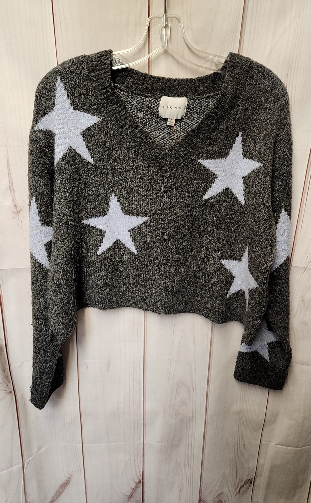 Pink Rose Women's Size M Gray Sweater