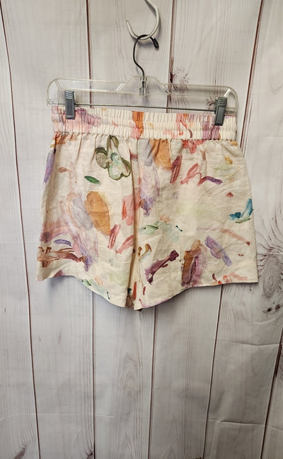 Women's Size 8 Beige Linen Floral Shorts