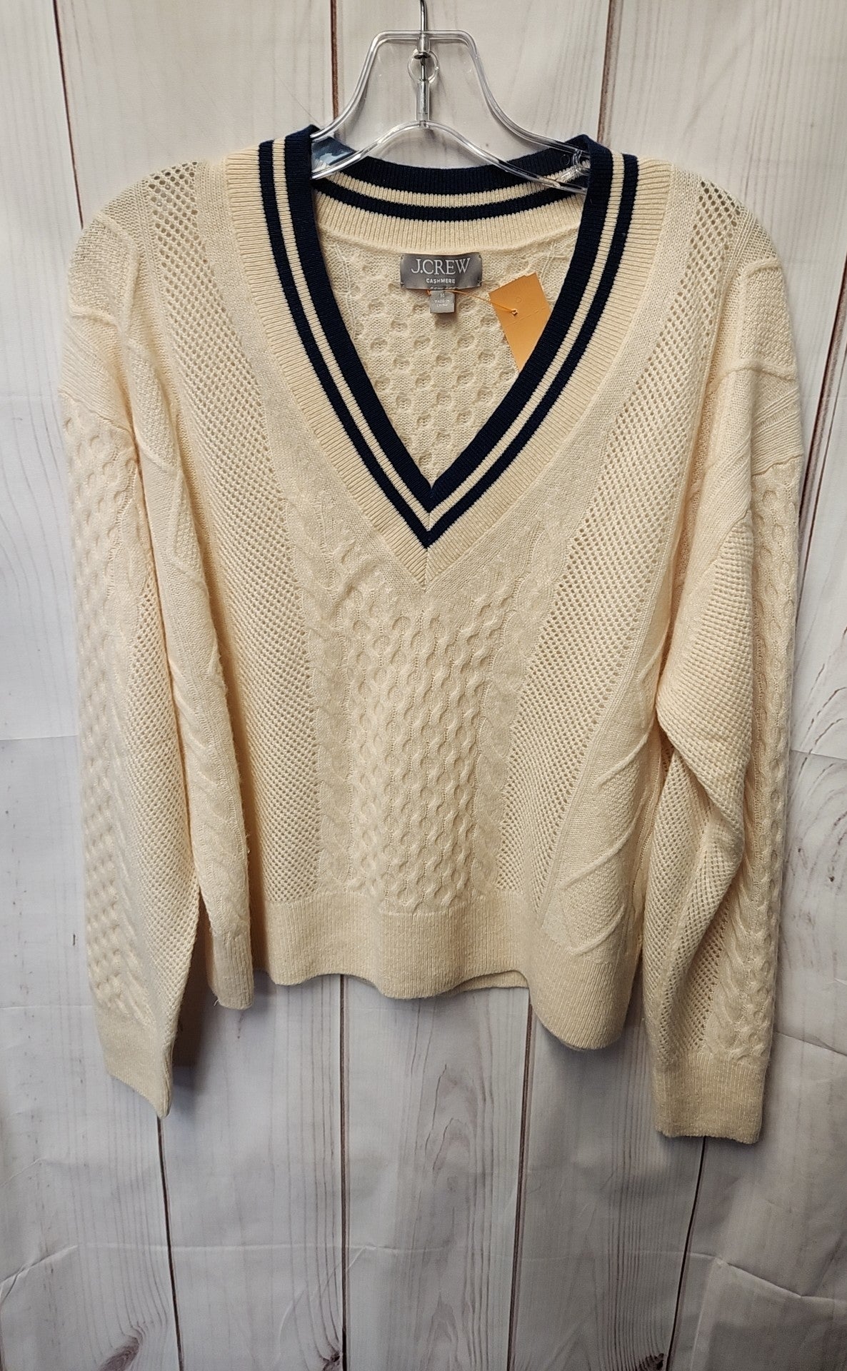 J Crew Women's Size M  Pointelle Cricket Cream Cashmere Sweater