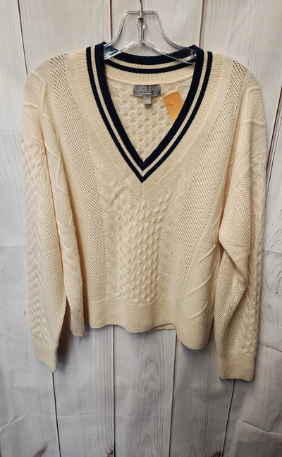 J Crew Women's Size M  Pointelle Cricket Cream Cashmere Sweater