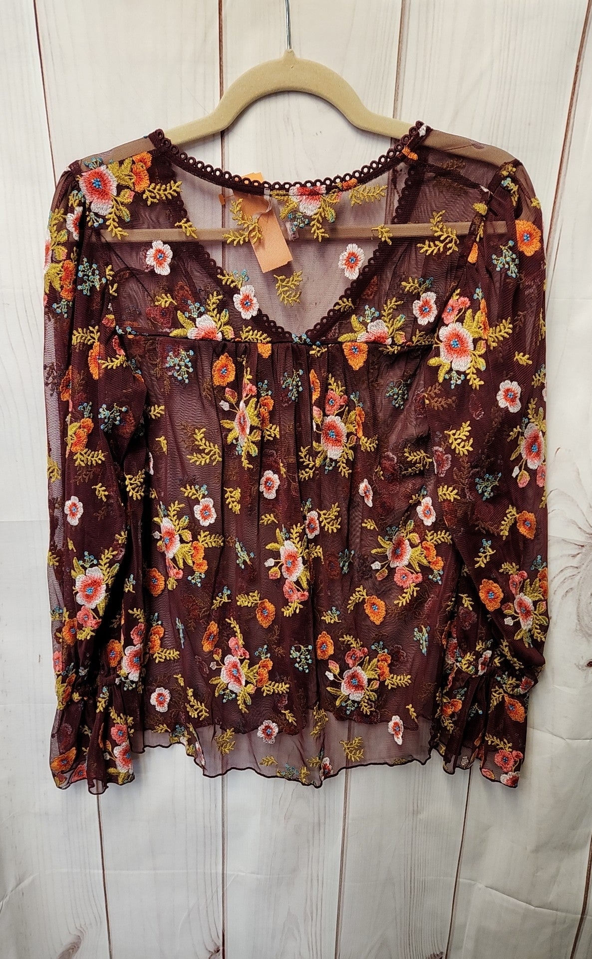 Feather Bone by Anthropologie Women's Size S Purple Floral Long Sleeve Top